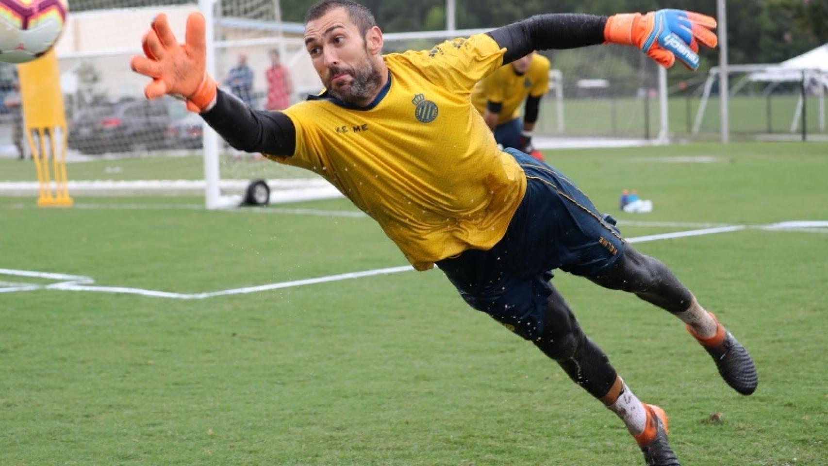 Diego López en un entrenamiento con el Espanyol. Foto: rcdespanyol.com