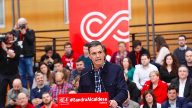 Pedro Sánchez, en la mañana de este domingo en Valencia.