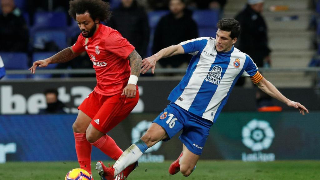 Marcelo durante el partido ante el Espanyol