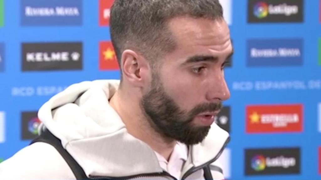 Carvajal en zona mixta tras el partido ante el Espanyol