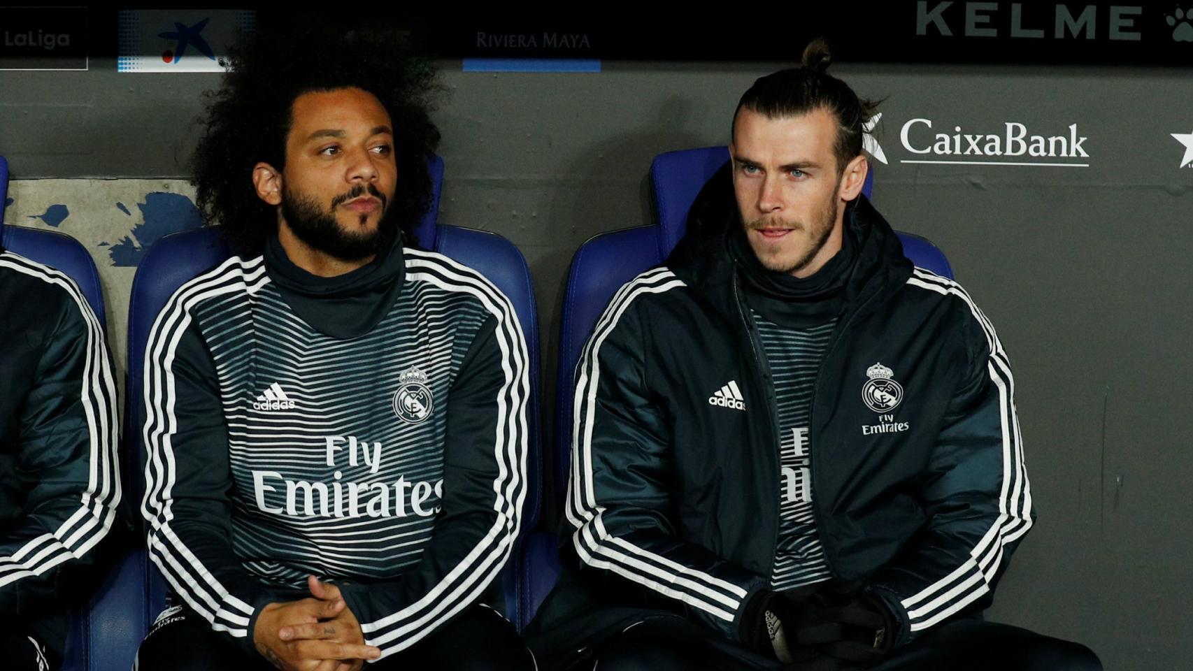 Marcelo y Bale en el banquillo del Madrid