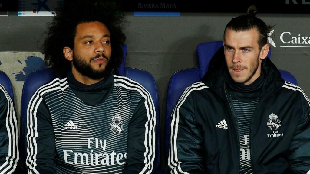 Marcos Llorente, Marcelo y Bale en el banquillo del Madrid