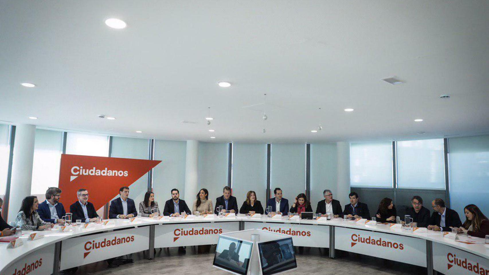 Reunión de la plana mayor de Ciudadanos celebrada este lunes.