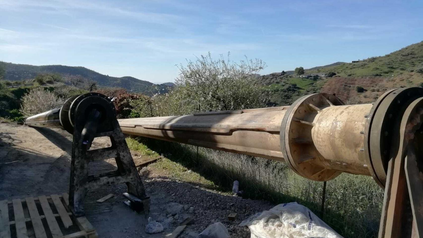 Las brocas de la perforadora que se utilizaron para excavar el túnel por el que se rescató a Julen.