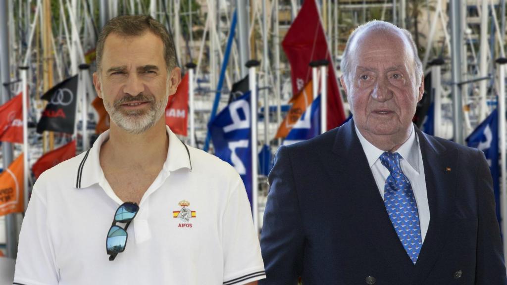 El rey Felipe y su padre, el rey Juan Carlos, en un montaje de Jaleos.