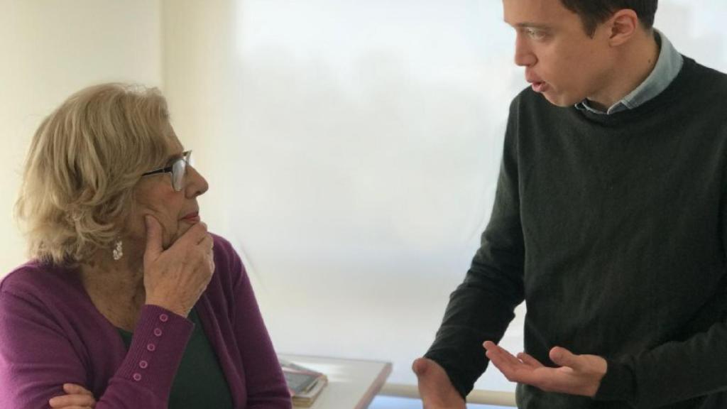 Manuela Carmena, alcaldesa de Madrid, e Íñigo Errejón, candidato de Más Madrid a la Comunidad.