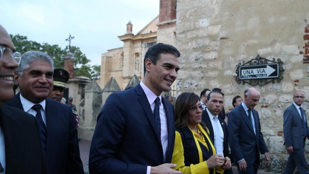 Pedro Sánchez durante su visita en Santo Domingo