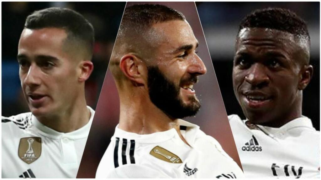 Lucas Vázquez, Benzema y Vinicius Júnior