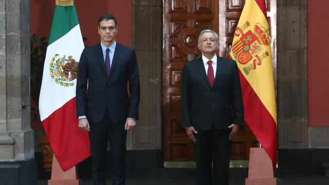 Pedro Sánchez, junto a Andrés Manuel López Obrador, presidente de México.