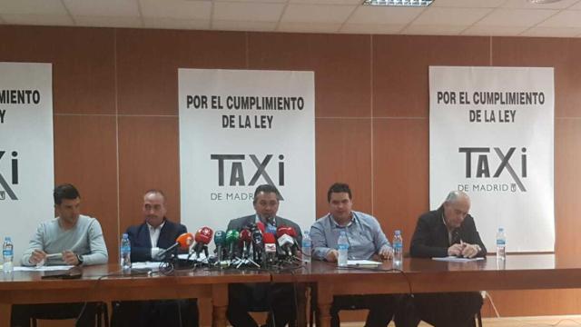 Rueda de prensa del sector del Taxi en Madrid.