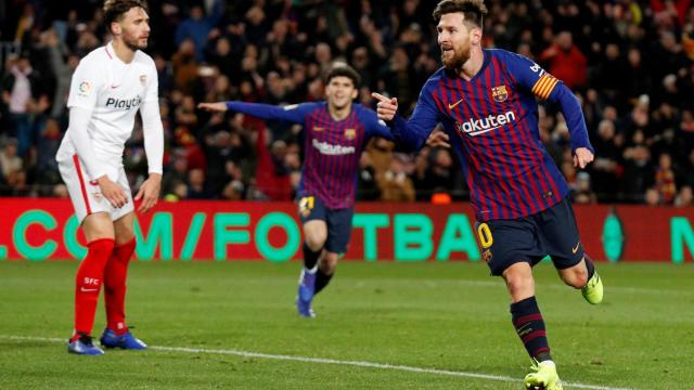 Messi durante el partido contra el Sevilla