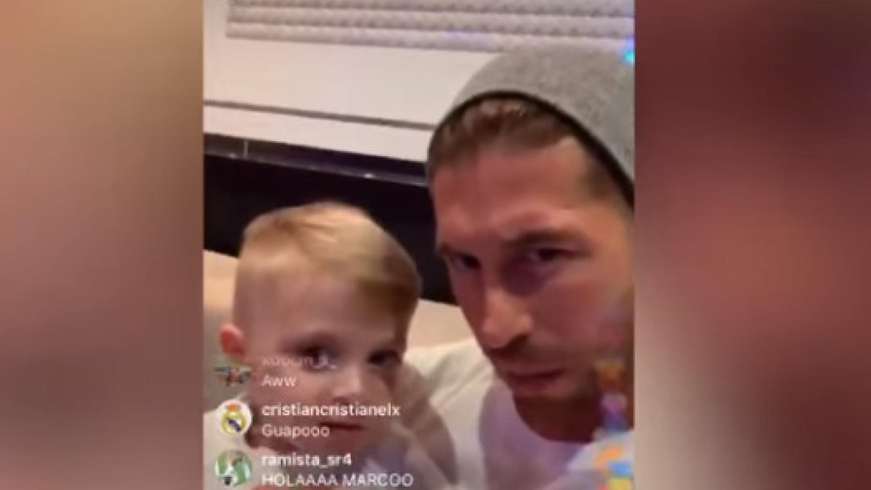 Sergio Ramos, con su hijo Marco.