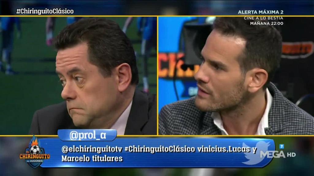 Quim Domènech en El Chiringuito. Foto: Twitter (@elchiringuitotv)