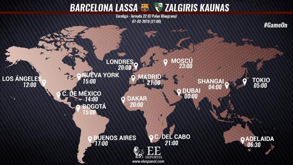 Horario internacional del Barcelona Lassa - Zalgiris Kaunas