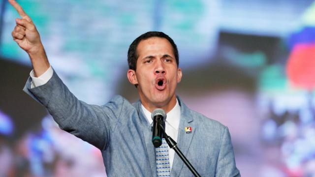 Juan Guaidó, durante un mitin con estudiantes en Caracas.