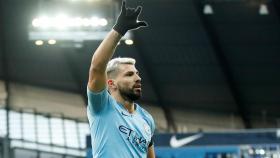 Agüero celebra un gol ante el Chelsea