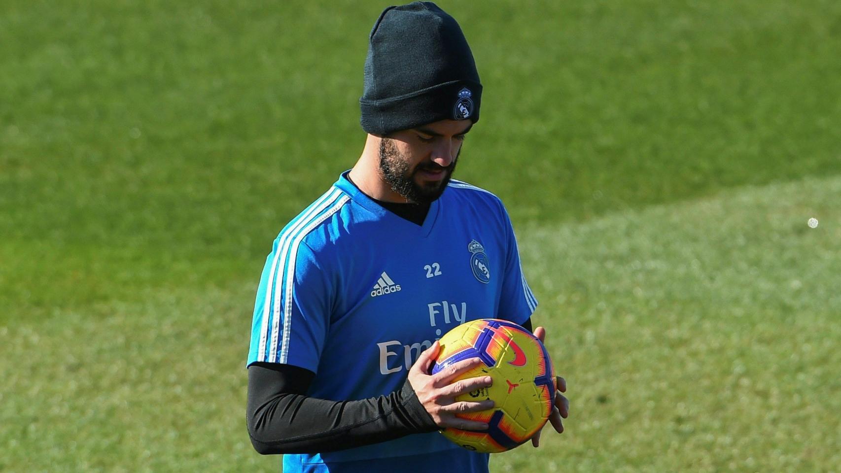 Isco, en el entrenamiento del Real Madrid