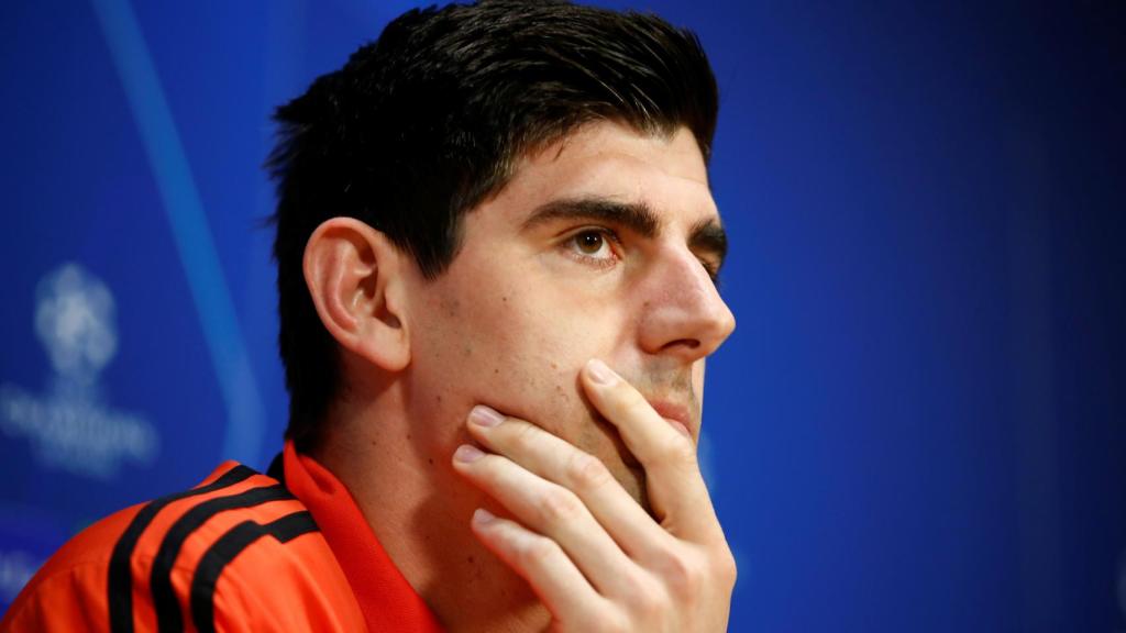 Courtois en la rueda de prensa previa al partido ante el Ajax