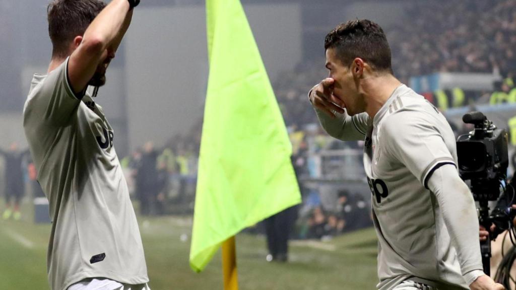 Cristiano Ronaldo celebra un gol con la Juventus