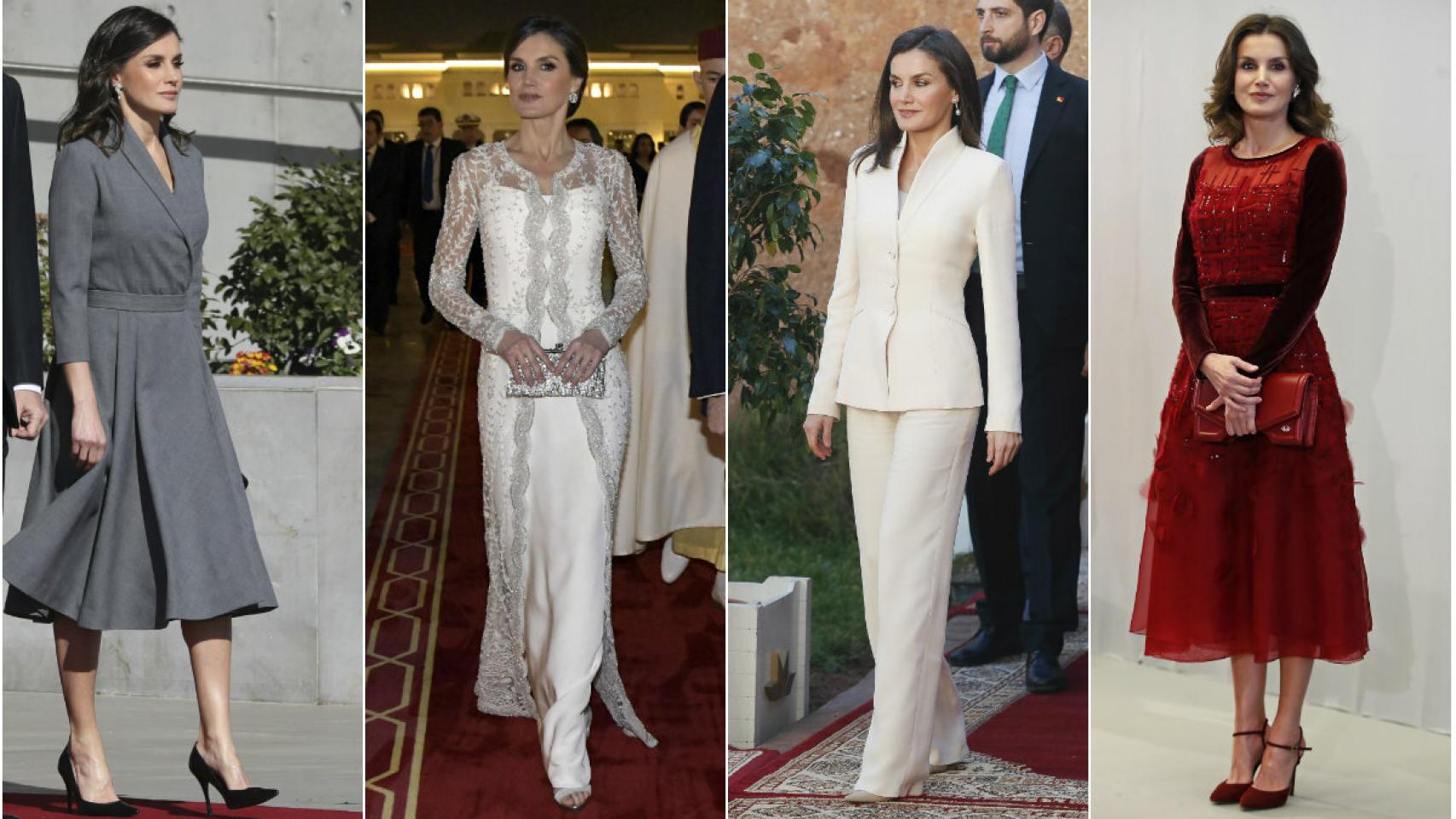Los cuatro 'looks' de la reina Letizia en su viaje de Estado junto al Rey a Marruecos.