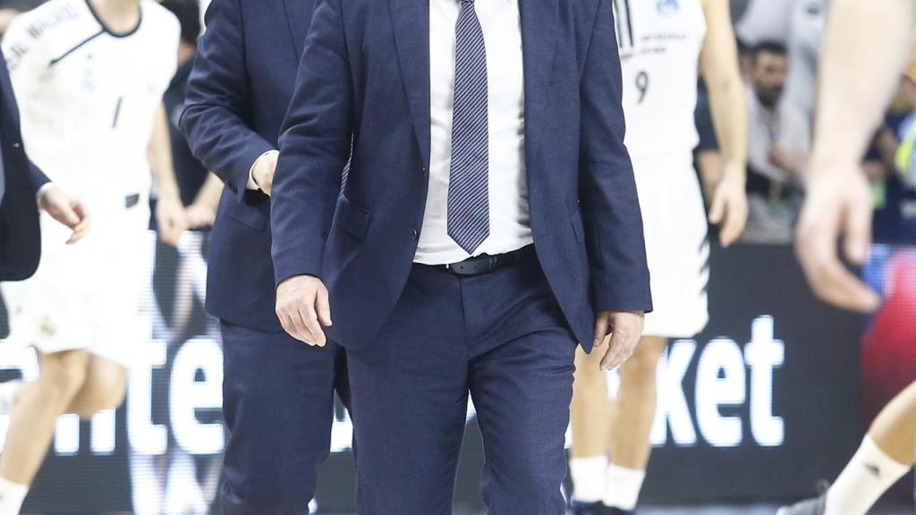 Pablo Laso durante el Real Madrid - Estudiantes de Copa