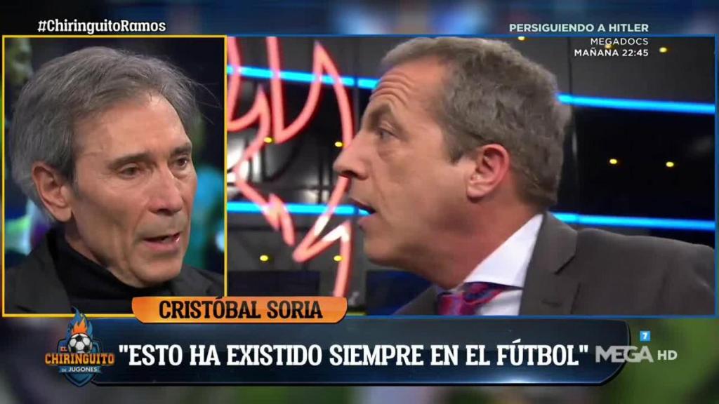 Cristóbal Soria en 'El Chiringuito'. Foto: Twitter (@elchiringuitotv)