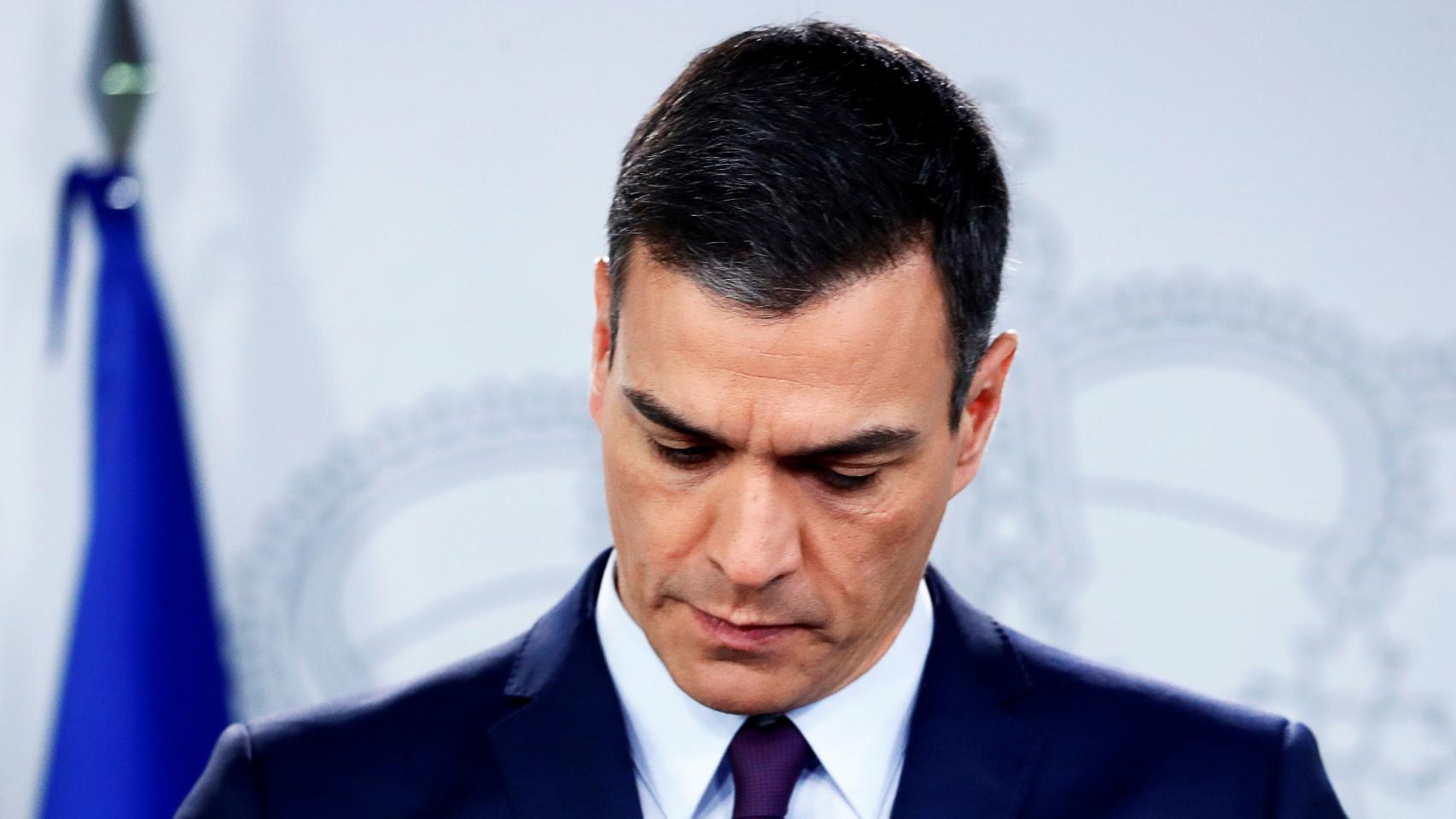 Sánchez, durante su compaarecencia en Moncloa