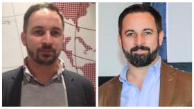 Santiago Abascal en una imagen de hace años  donde se puede apreciar la poca densidad de su cabello (izq), y en una imagen reciente (dcha).