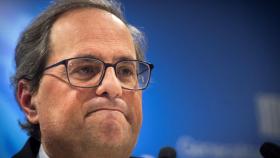 El presidente de la Generalitat, Quim Torra, durante una comparecencia ante los medios.