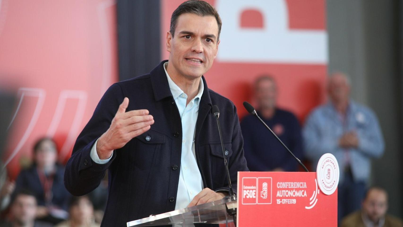 Pedro Sánchez, este domingo en Extremadura.