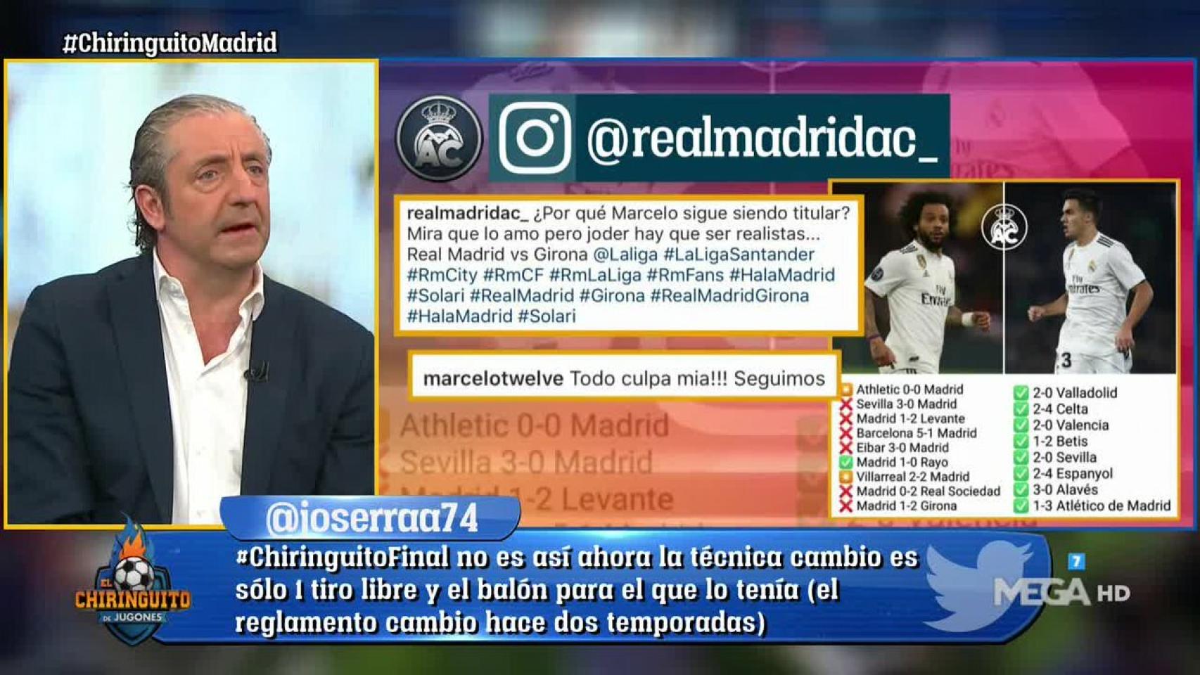 Pedrerol debate a Solari en 'El Chiringuito'. Foto: Twitter (@elchiringuitotv)