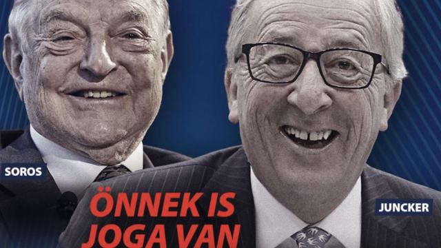 El cartel de la campaña de Hungría contra Juncker