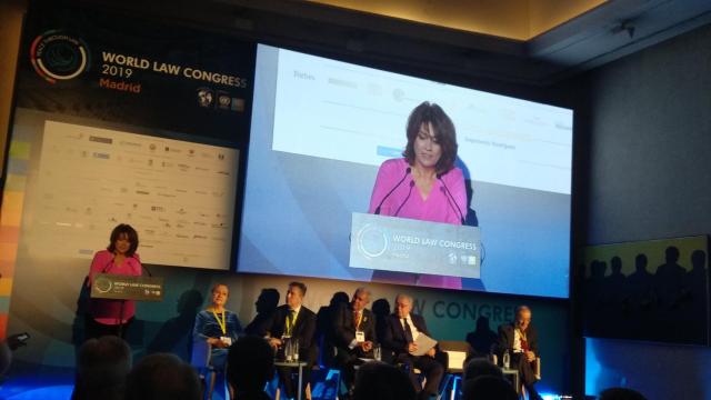 La ministra de Justicia, Dolores Delgado, en la inauguración del World Law Congress.