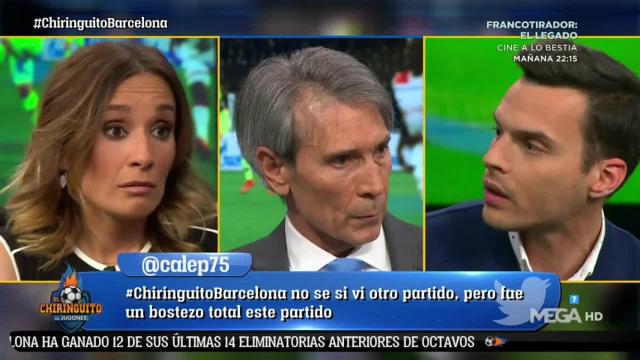 Rocío Martínez y 'Lobo' Carrasco en El Chiringuito. Foto: Twitter (@elchiringuitotv)