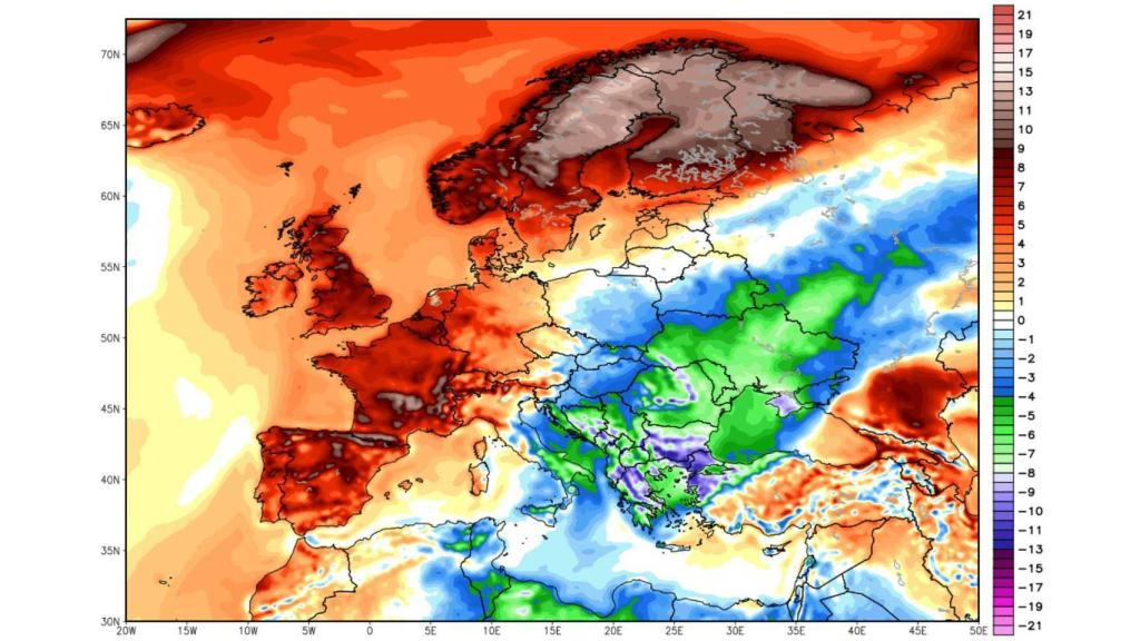 Previsión de anomalías de temperaturas para el sábado 23 de febrero de 2019 - Mario Picazo.