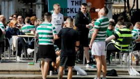 Aficionados del Celtic en Valencia antes del partido de Europa League.