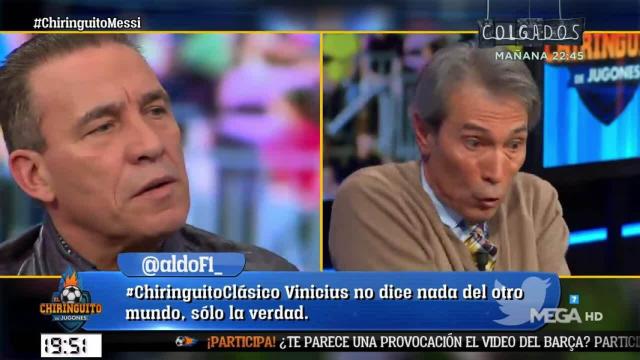 Tensión entre Buyo y el 'Lobo' Carrasco. Foto: Twitter (@elchiringuitotv)