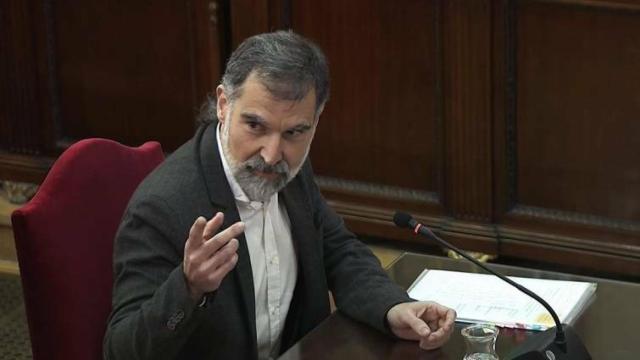 Jordi Cuixart, durante su declaración en el juicio./