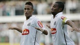 Neymar y Robinho en el Santos