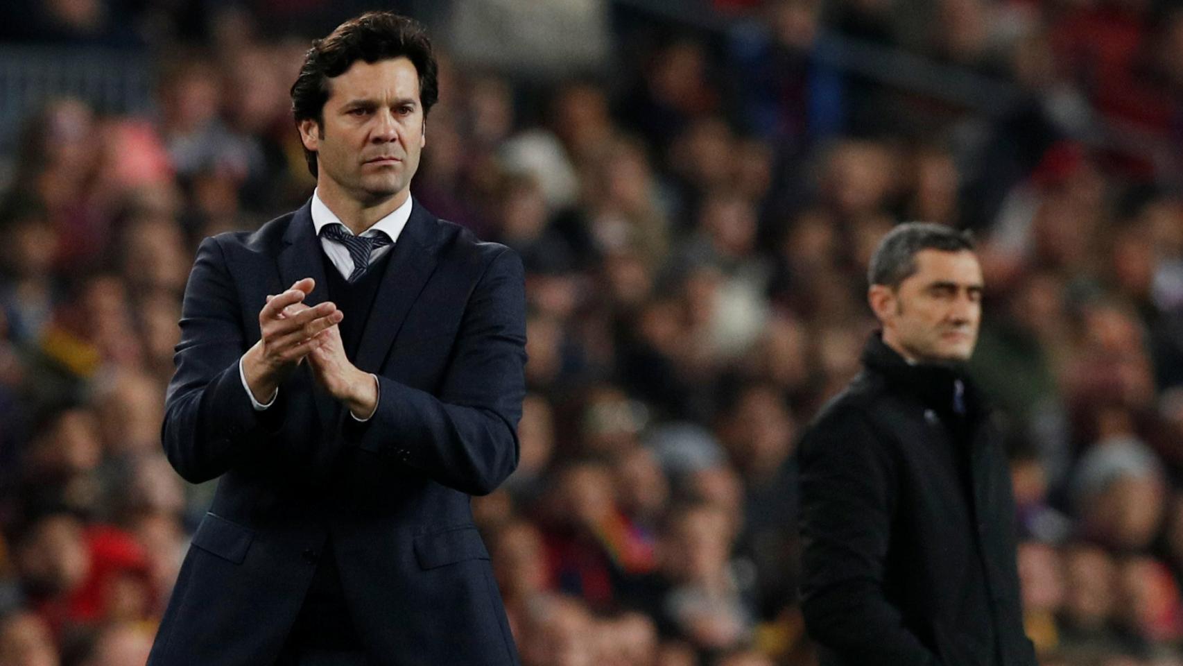 Solari y Ernesto Valverde, en El Clásico