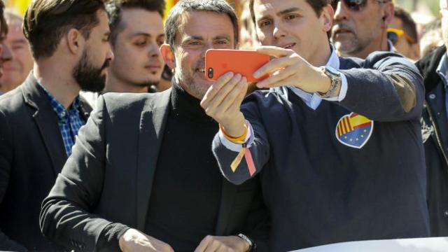 Valls y Rivera, durante una manifestación.