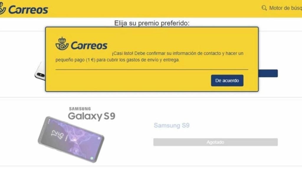 Imagen de la encuesta falsa de Correos