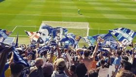 La peña españolista La Curva, durante un partido de Liga