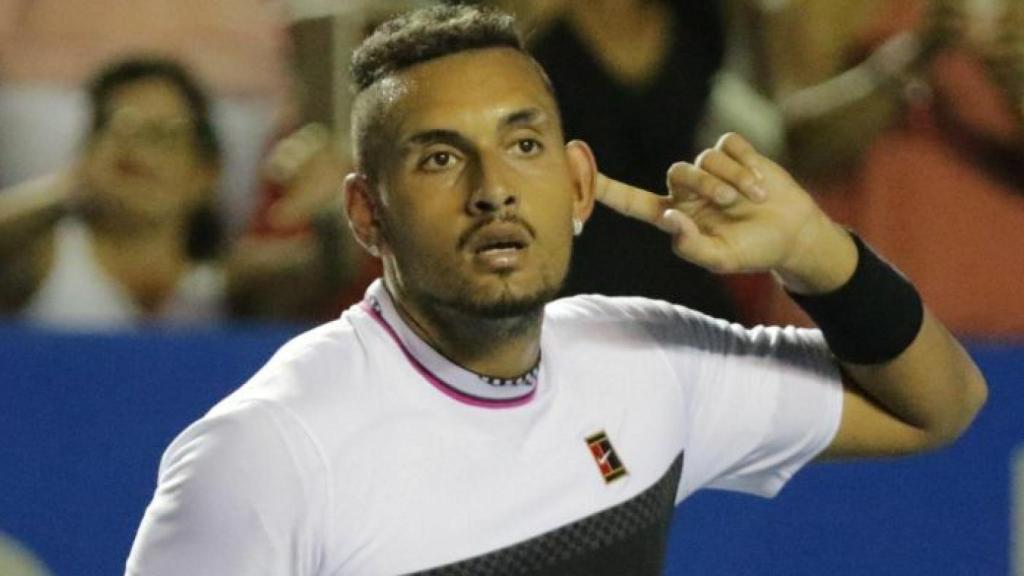 Kyrgios celebrando su victoria ante Nadal