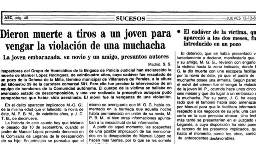 Crónica del ABC del 12 de diciembre de 1985 en la que se que recoge el suceso.