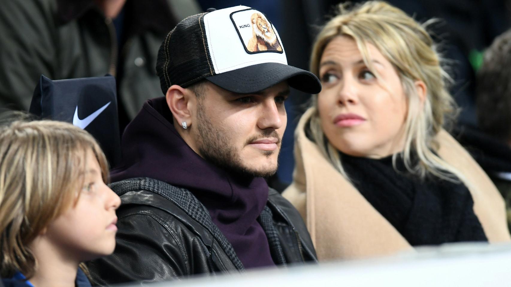 Icardi, en el palco junto a Wanda Nara