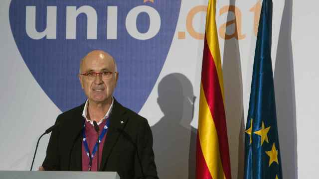 Josep Antoni Duran Lleida, en el momento de anunciar su dimisión.