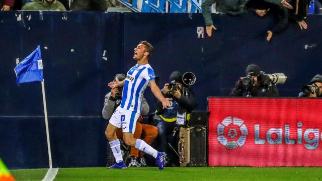 Óscar Rodríguez celebra su gol ante el Levante