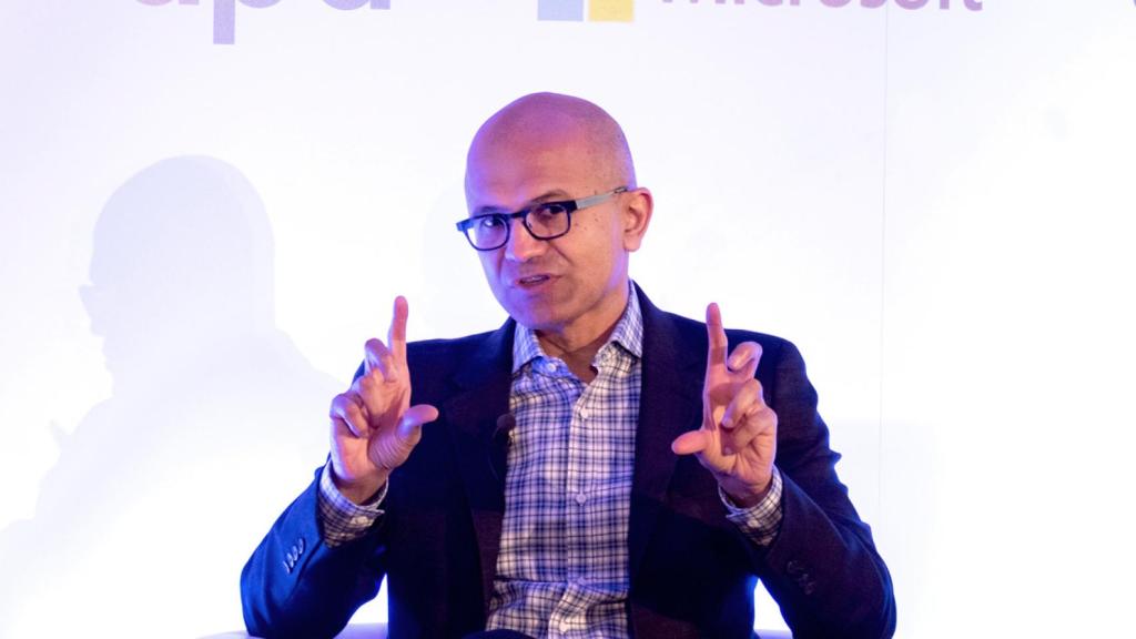 Satya Nadella, CEO de Microsoft, durante su ponencia en Madrid.