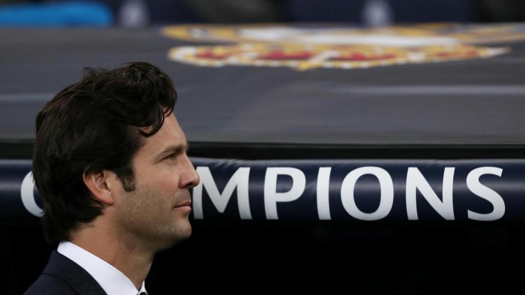 Santiago Solari, en el banquillo del Real Madrid